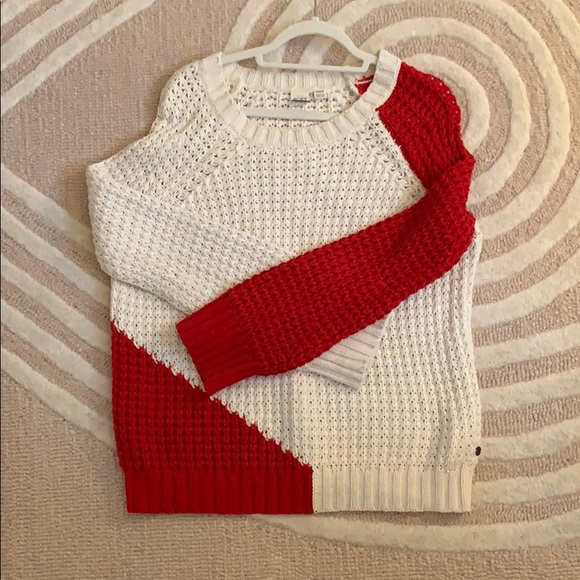 Roxy red & cream color block sweater - Picture 1 of 3